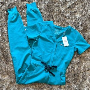 Figs Teal Cataline Junpsuit- Bright Turquoise Medical Scrubs